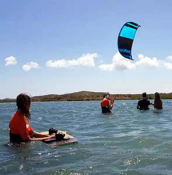 JBay Kiteboarding Curacao group lesson at St. Joris Bay’s kiteboarding paradise